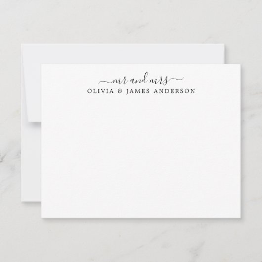 Herr und Frau Stylish Script Calligraphy Newlyweds Mitteilungskarte (Vorderseite)