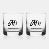 Herr und Frau Stylized Name Bride and Groom Glass Whiskyglas (Vorderseite)