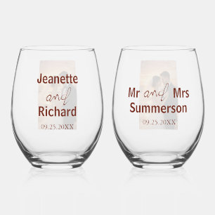 Herr und Frau Sunset Beach Romantische Hochzeit Weinglas Ohne Stiel