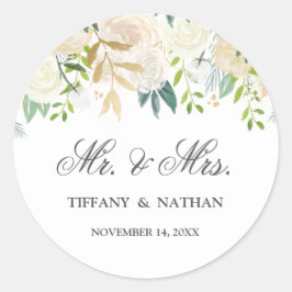 Herr und Frau Watercolor Floral Gold Sticker