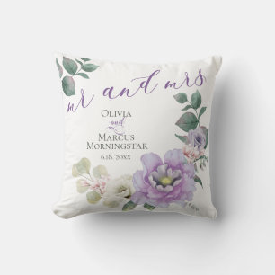 Herr und Frau Watercolor Lavender Peony Floral Kissen