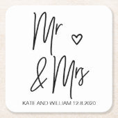Herr und Frau Wedding Coasters Rechteckiger Pappuntersetzer (Vorderseite)