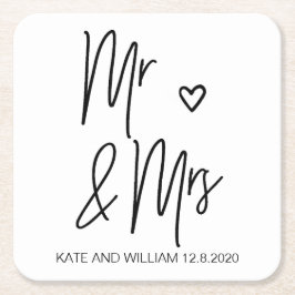 Herr und Frau Wedding Coasters Rechteckiger Pappuntersetzer