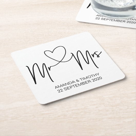 Herr und Frau Wedding Coasters Table Decor Rechteckiger Pappuntersetzer (angewinkelt)
