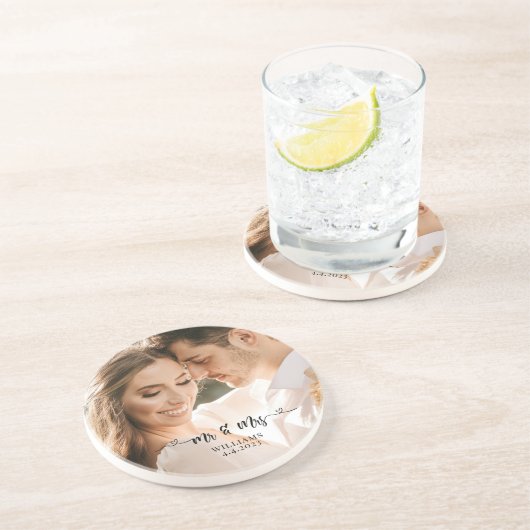 Herr und Frau Wedding Couple Getränkeuntersetzer (Seite)