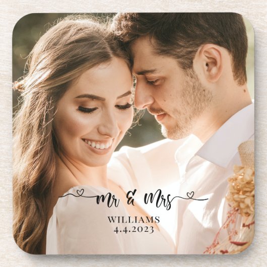 Herr und Frau Wedding Couple Getränkeuntersetzer (Vorderseite)
