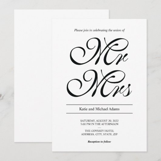 Herr und Frau Wedding Einladung (Vorne/Hinten)