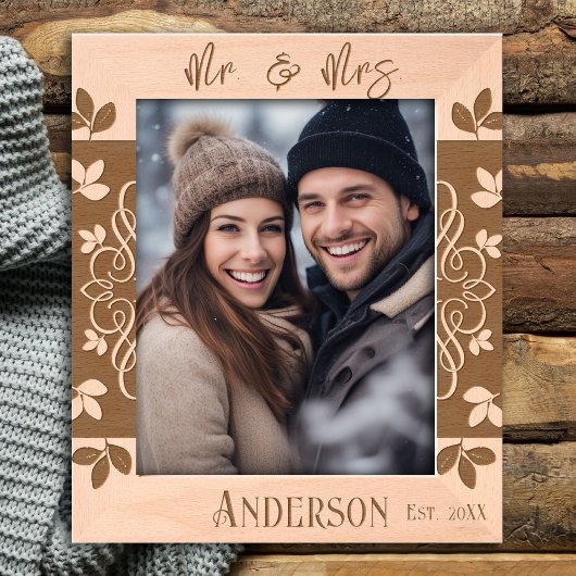 Herr und Frau Wedding Floral Border Geätzte Rahmen