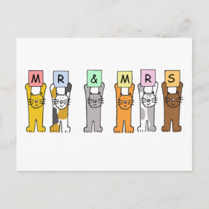 Herr und Frau Wedding gratulieren Niedlichen Katze Postkarte