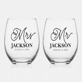 Herr und Frau Wedding Keepake Weinglas Ohne Stiel