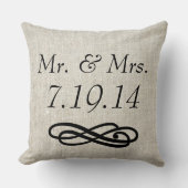 Herr-und Frau-Wedding Linen Burlap Wurfs-Kissen Kissen (Vorderseite)