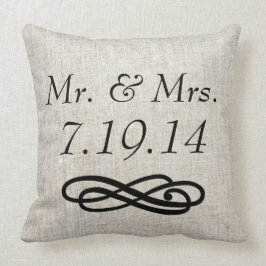 Herr-und Frau-Wedding Linen Burlap Wurfs-Kissen Kissen