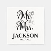 Herr und Frau Wedding Reception Serviette (Vorderseite)