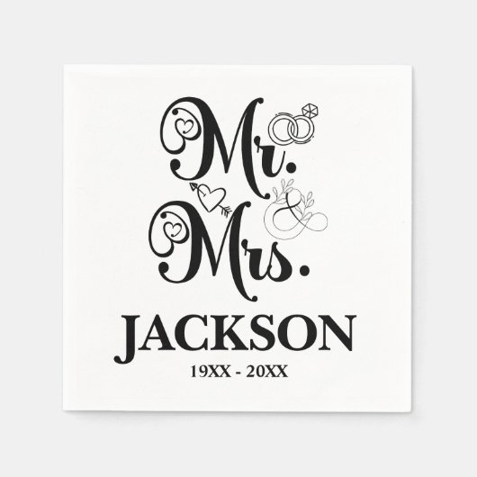 Herr und Frau Wedding Reception Serviette (Vorderseite)