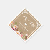 Herr und Frau Wedding Rustic Burlap Floral Frame Serviette (Ecke)
