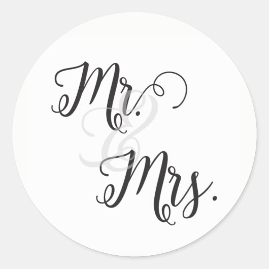 Herr und Frau Wedding Stickers - Schwarz und Weiß (Vorderseite)