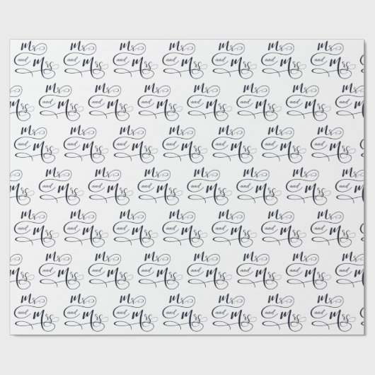 Herr und Frau Wedding Text Geschenkpapier (Flach)