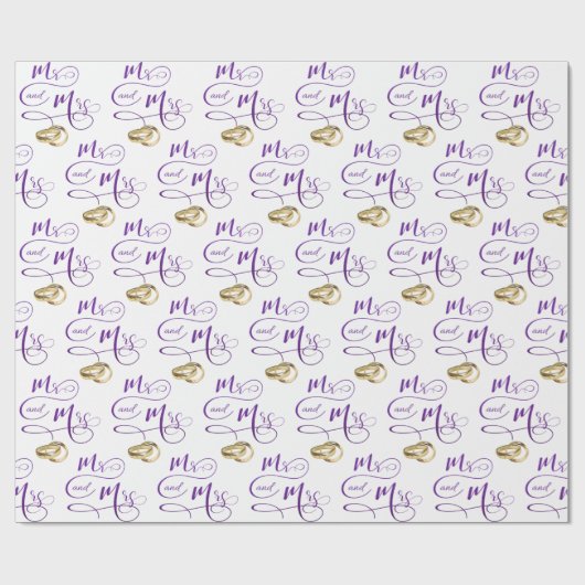 Herr und Frau Wedding Text Geschenkpapier (Flach)