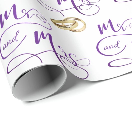 Herr und Frau Wedding Text Geschenkpapier (Rolleneckpunkt)