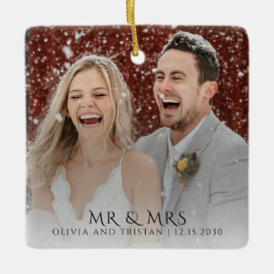 Herr und Frau Weihnachtsfoto Keramikornament