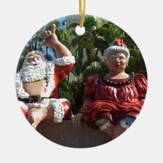 Herr und Frau Weihnachtsmann Keramik Ornament (Vorne)