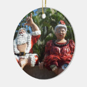 Herr und Frau Weihnachtsmann Keramik Ornament (Links)