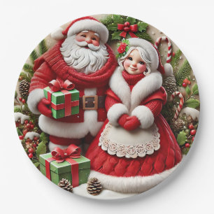 Herr und Frau Weihnachtsmann  Pappteller