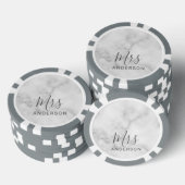 Herr und Frau | White Marble Moderne Skripthochzei Pokerchips (Stapel)