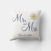 Herr und Frau White Nautical Wedding Pillows Kissen (Rückseite)