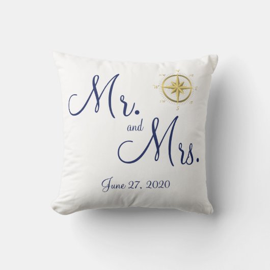 Herr und Frau White Nautical Wedding Pillows Kissen (Vorderseite)
