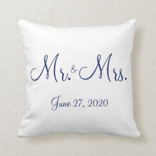 Herr und Frau White Nautical Wedding Pillows Kissen