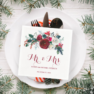 Herr und Frau Winter Blumenstrauß Weihnachtszeit Serviette