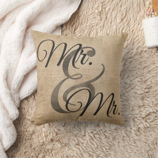 Herr und Herr Burlap Wedding Personalized Kissen (Decke)