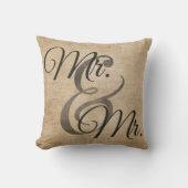 Herr und Herr Burlap Wedding Personalized Kissen (Vorderseite)