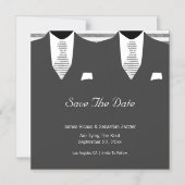 Herr und Herr Gray Anzug und Krawatte Save the Dat Magneteinladung (Vorderseite)