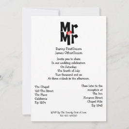 Herr und Herr Modern Bold Gay Wedding Einladung