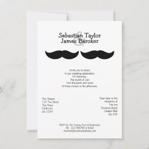 Herr und Herr Mustache Wedding Einladung