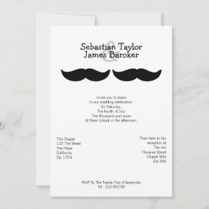 Herr und Herr Mustache Wedding Einladung