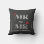 Herr und Herr White Lace Word Art Red Butterflies Kissen (Rückseite)