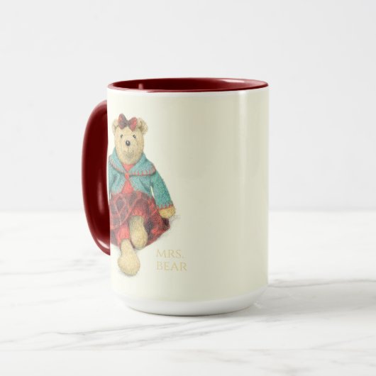 HERR und MRS. BEAR Tall Maroon Combo Tasse (Vorderseite Links)