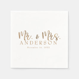 HERR und MRS. Gold Script Typografie Moderne Minim Serviette