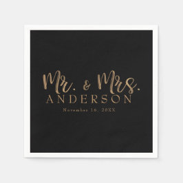 HERR und MRS. Gold Script Typografie Moderne Minim Serviette