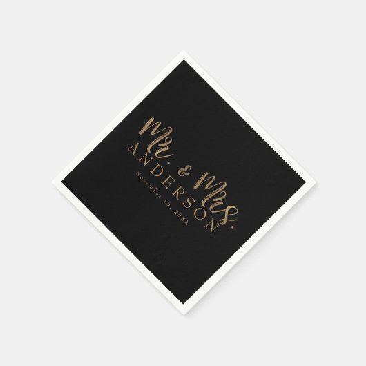 HERR und MRS. Gold Script Typografie Moderne Minim Serviette (Ecke)