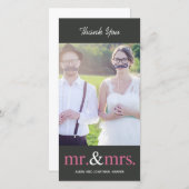 HERR UND MRS. Hochzeit Dankeschön Karten - Grau (Vorne/Hinten)