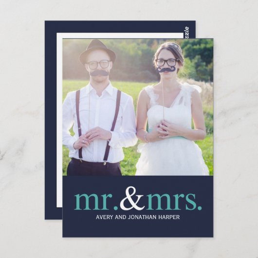 HERR UND MRS. Vielen Dank, Postkarte (Vorne/Hinten)