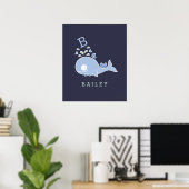 Herr-Wal-Fliege-Monogramm-Junge-Kinderzimmer-Wandk Poster (Heimbüro)