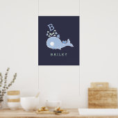 Herr-Wal-Fliege-Monogramm-Junge-Kinderzimmer-Wandk Poster (Küche)