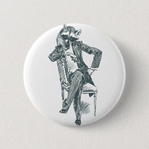 Herr Waschbär, runder Knopf, 2¼ Zoll Button