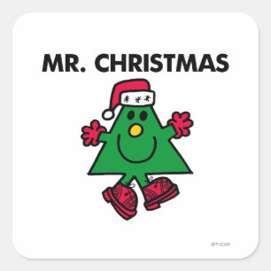 Herr Weihnachten Festlicher Hut & Handschuhe Quadratischer Aufkleber