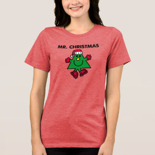 Herr Weihnachten Festlicher Hut & Handschuhe Tri-Blend Shirt
